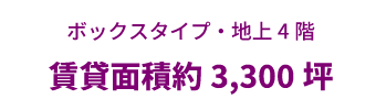 ボックスタイプ・地上4階 賃貸面積約3,300坪