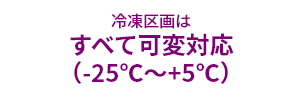 冷凍区画はすべて可変対応（-25℃〜+5℃）